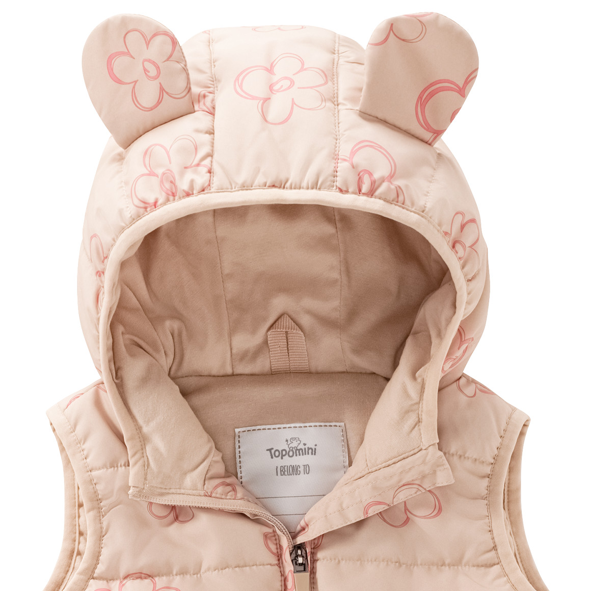 Topomini Baby Steppweste mit Öhrchen beige