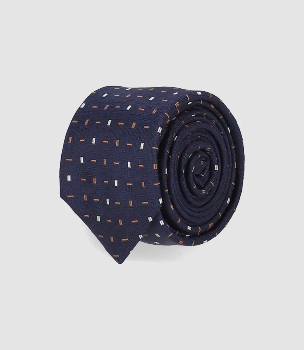 Cravate micro motif slim 5 cm marine MATTIA