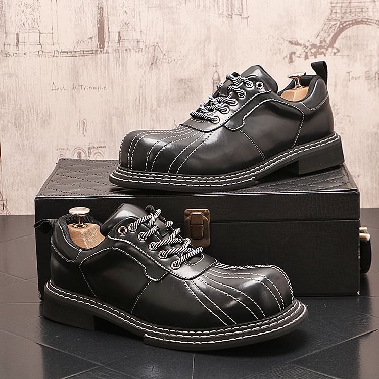 Mr Ozera - Platform Contrast Stitch Panel Veterschoenen