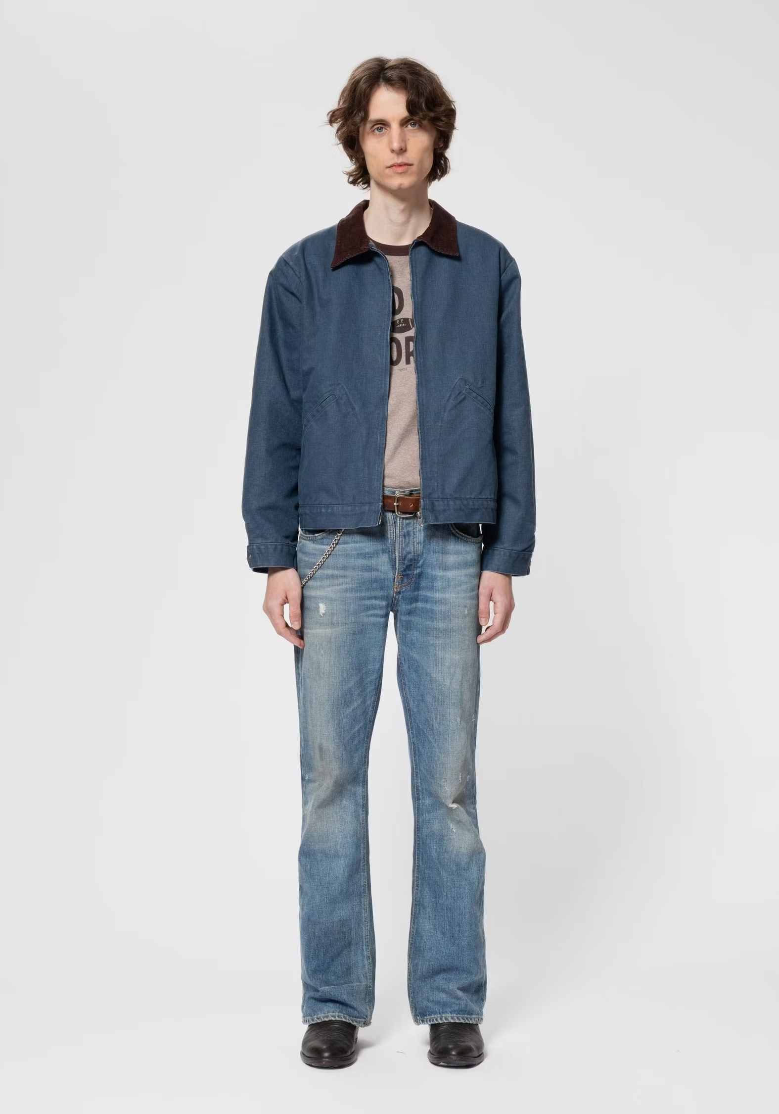Nudie Jeans Jacke Blake Zip Jacket Canvas Blue