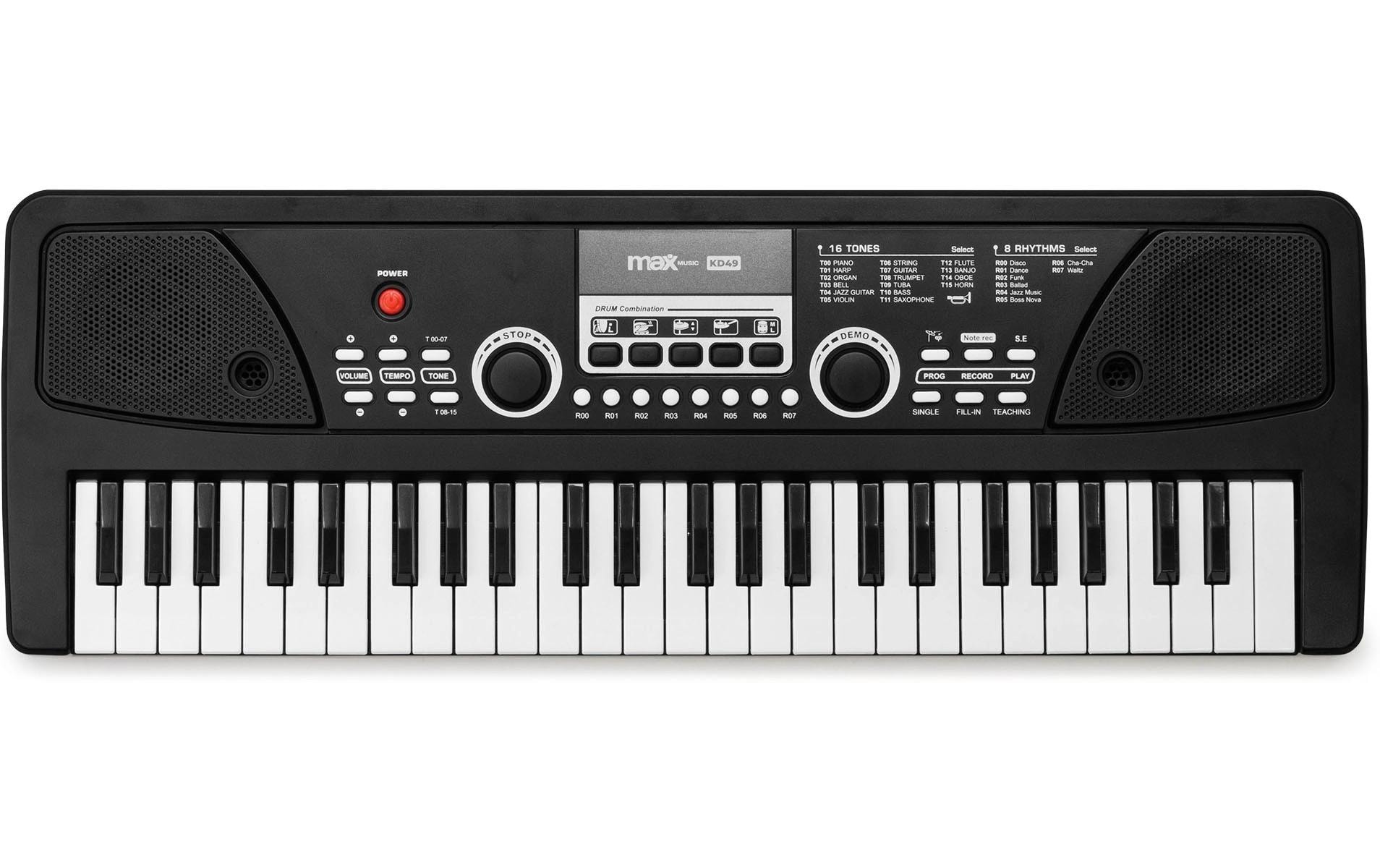 Keyboard KD49Elektronisches Keyboard mit 49 Tasten und Duo-Lautsprechersystem