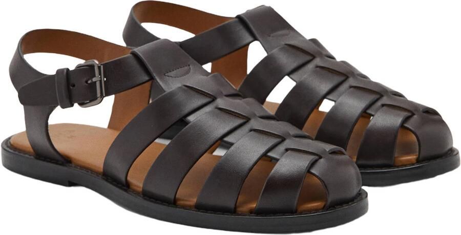 Mango Man leren sandalen bruin