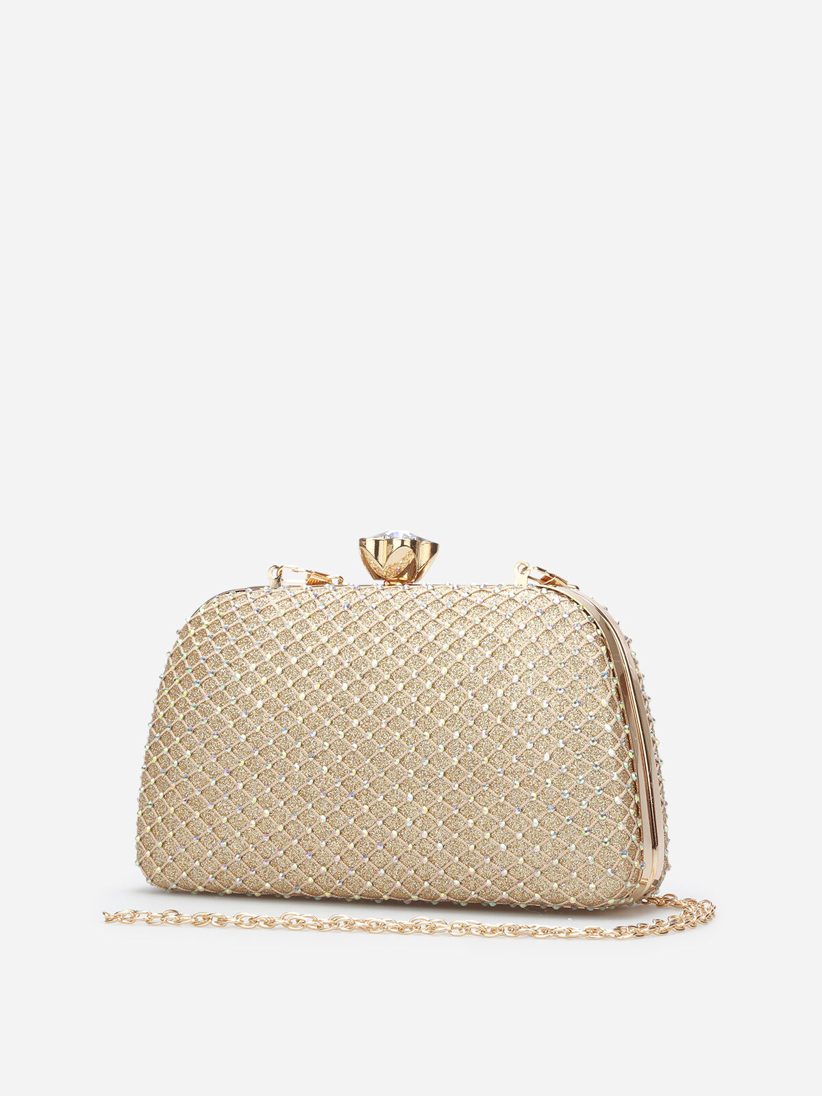 Minaudière à paillettes et strass- Doré