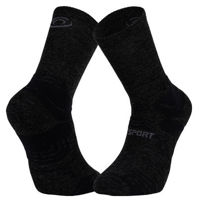 Chaussettes Bv Sport Trek Double GR Haute Merinos Antracite Noir / Gris