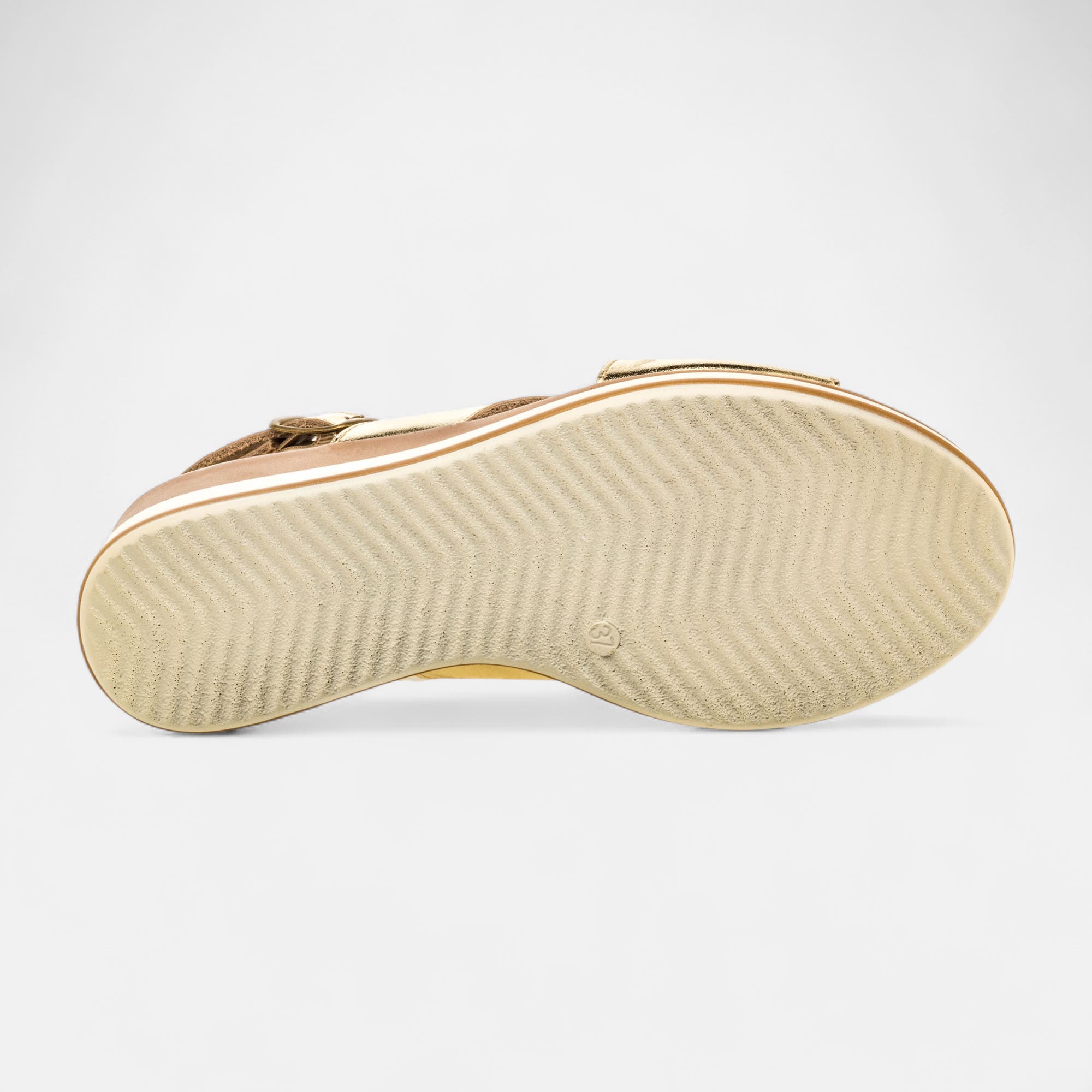Nu-pieds à talon compensé Femme en cuir or