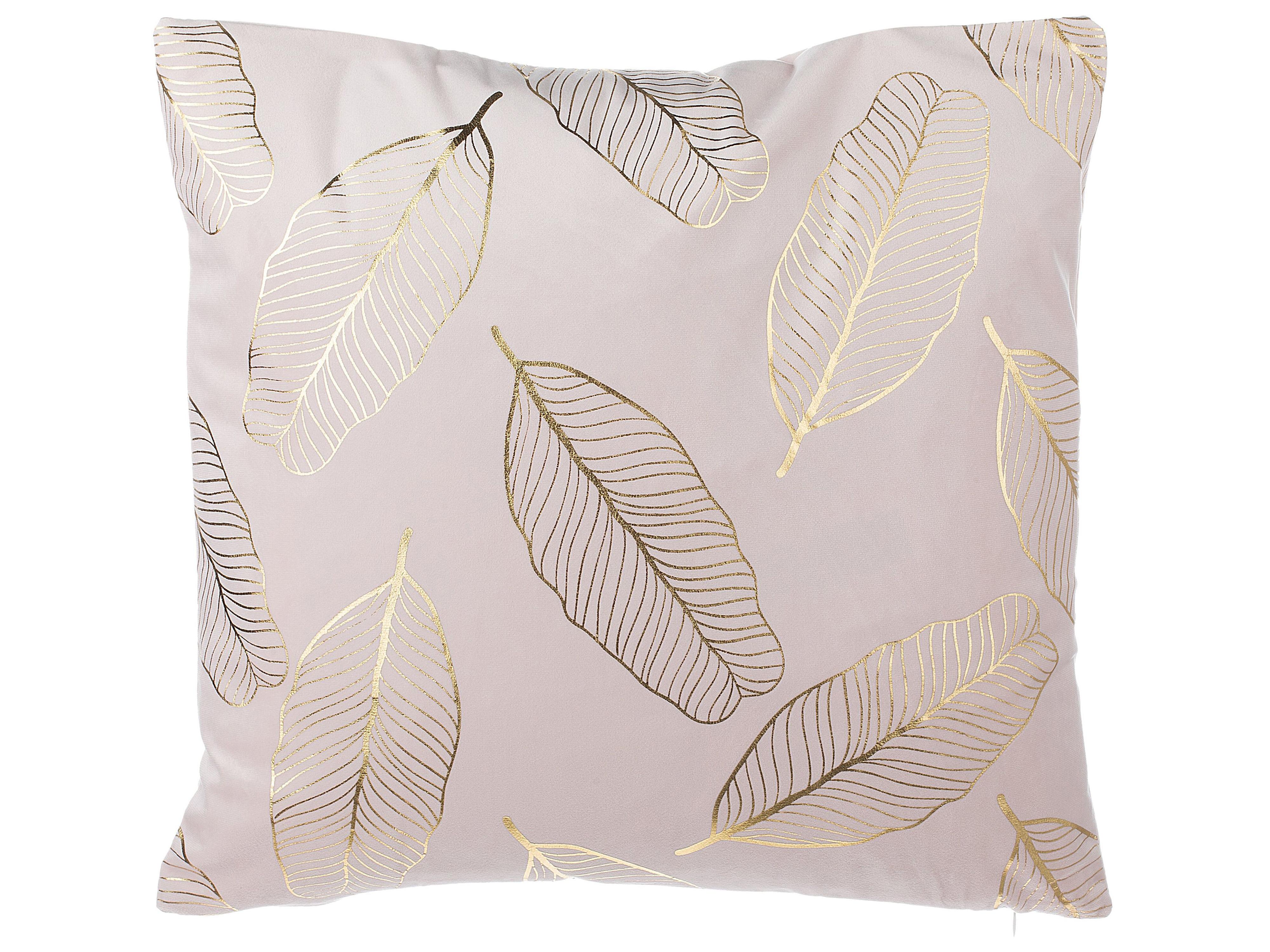 Set van 2 sierkussens FREESIA Fluweel 45 x 45 cm Roze bladpatroon
