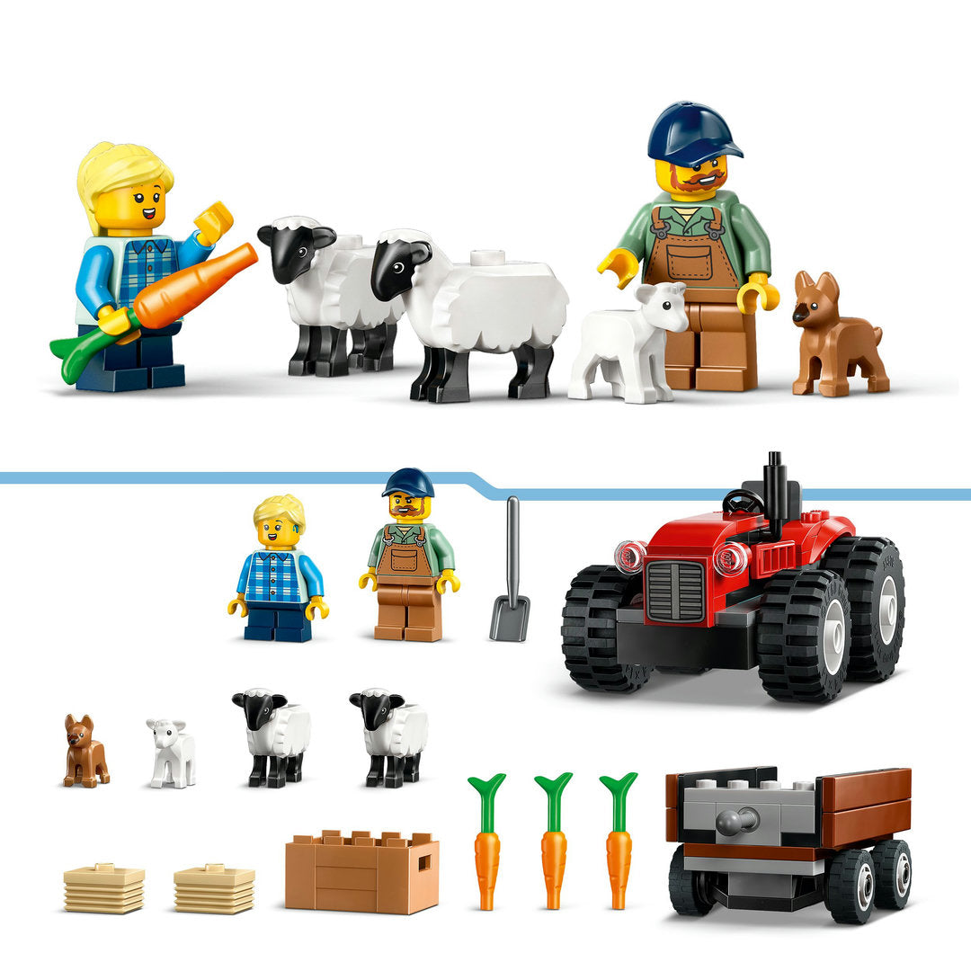 LEGO city rode tractor met aanhanger en schapen