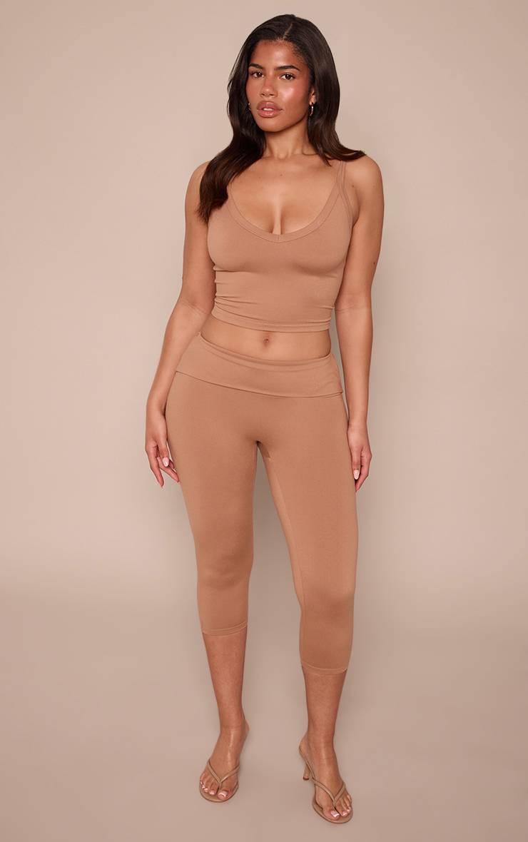 Latte Legging Capri Sculptant À Taille Repliable