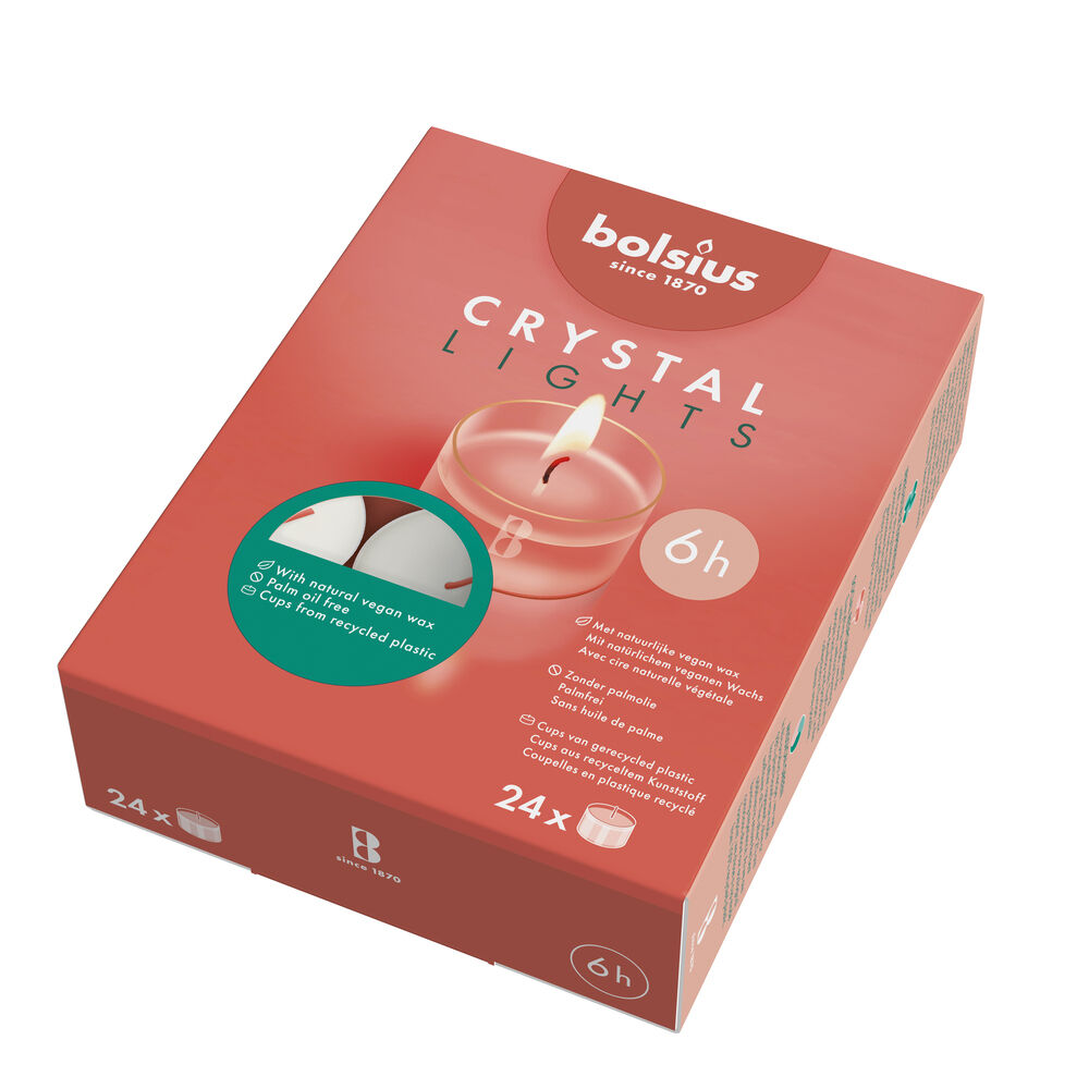 Bolsius Crystal Lights 6u - Waxinelichtjes - 16.2 cm - Wit