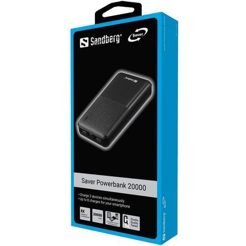 20.000 mAh Saver Power Bank, sort