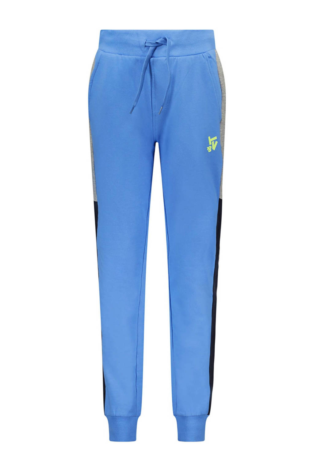 TYGO & vito slim fit joggingbroek Bono met zijstreep helderblauw/grijs/donkerblauw