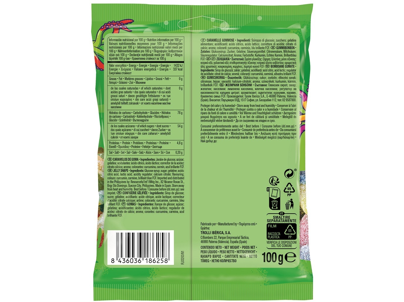GOMAS TROLLI SOUR OCTOPUS 100 G