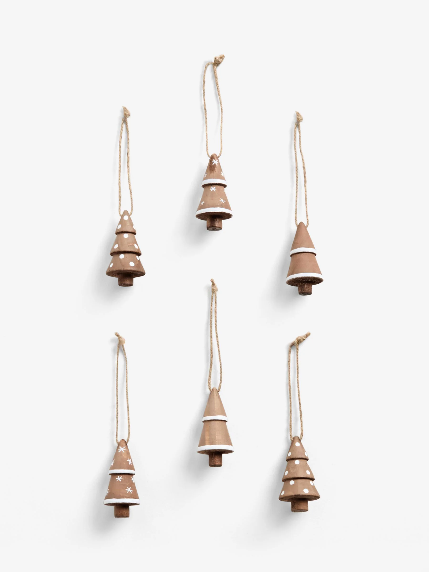 Set van 6 houten kerstboomballen