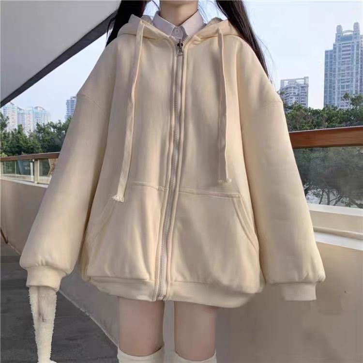 Sisyphi - Effen oversized hoodie met rits