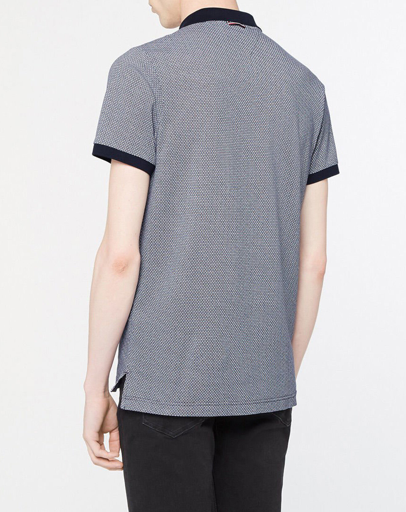 Tommy Hilfiger Polo Slim Micro imprimé bleu/blanc