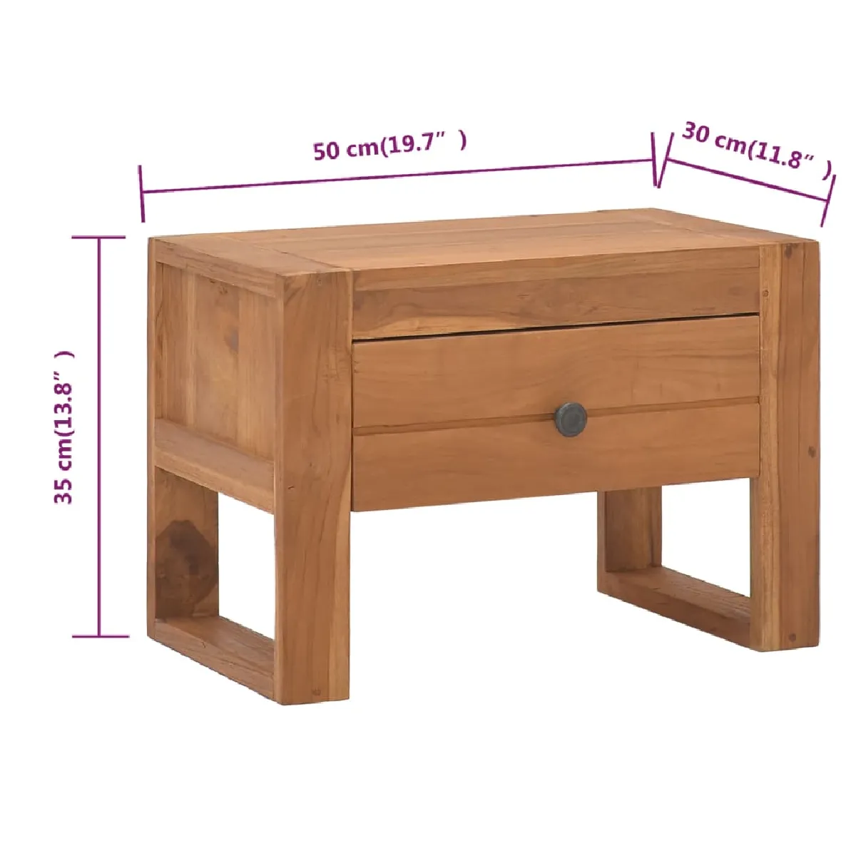 vidaXL Table de chevet - Bois de teck