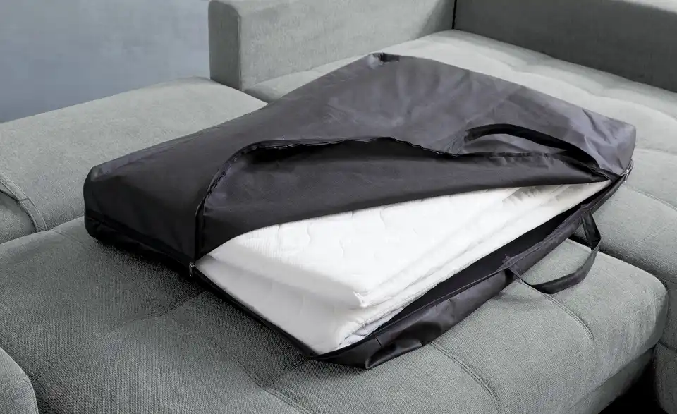Ecksofa Arissa de Luxe Hellgrau rechts Webstoff