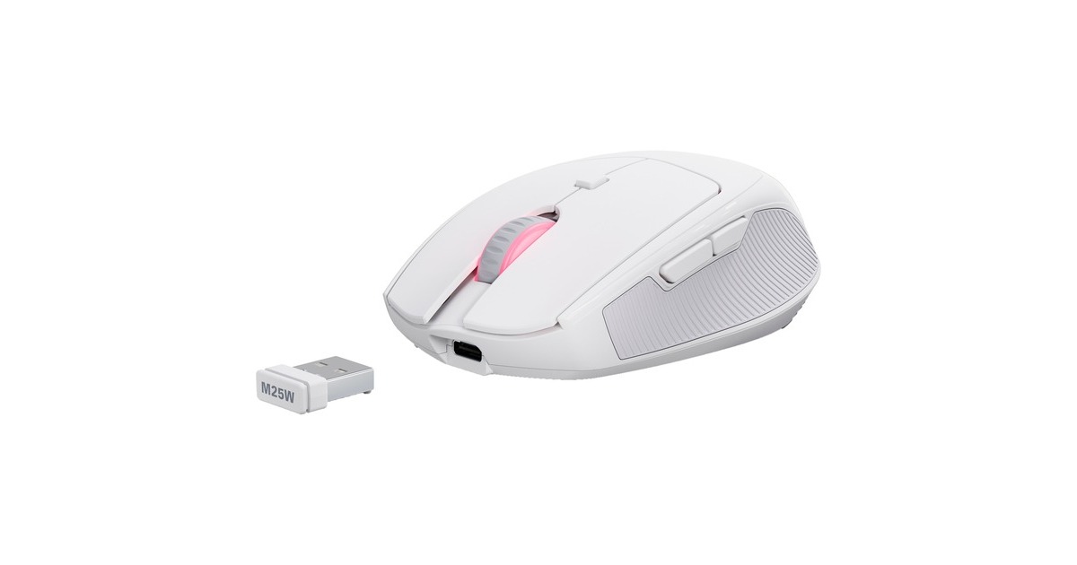 SharkoonOfficePal M25W gaming muis  (Wit, 400 - 4000 DPI, RGB, 2,4 GHz / USB)