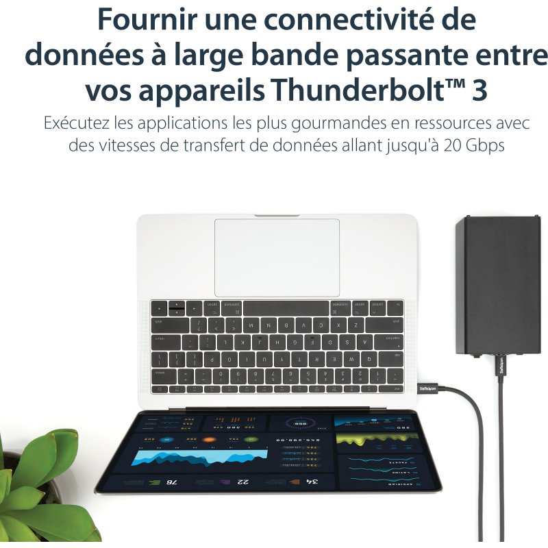 StarTech.com Câble Thunderbolt 3 (20 Gb/s) USB-C de 1 m - Compatible Thunderbolt, USB et DisplayPort - M/M