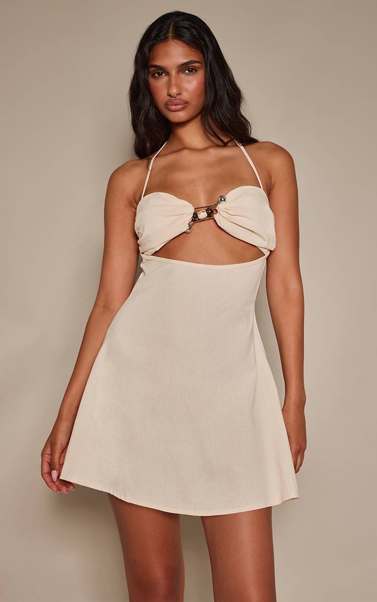 Naturel Robe Droite Avec Détails De Finition