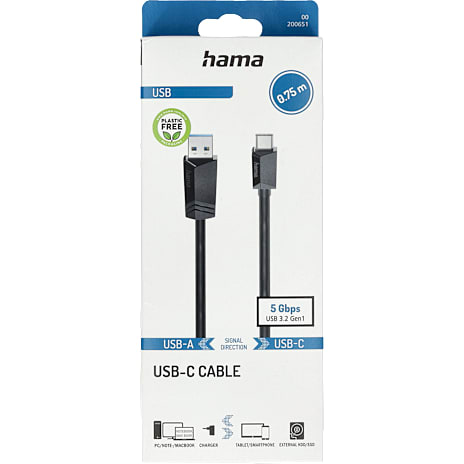HAMA kabel USB-C og USB 3.2 0,75 meter