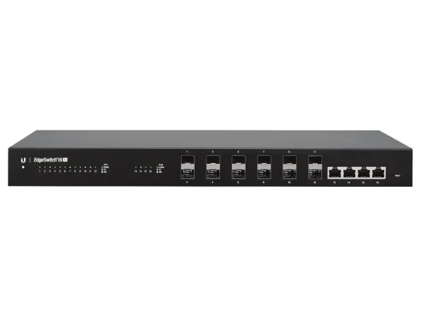 Ubiquiti EdgeSwitch ES-16-XG - Switch - L3 - Administreret - 12 x 10 Gigabit SFP    4 x 10 Gigabit Ethernet - monterbar på stativ - AC 120/230 V / DC 16 - 25 V
