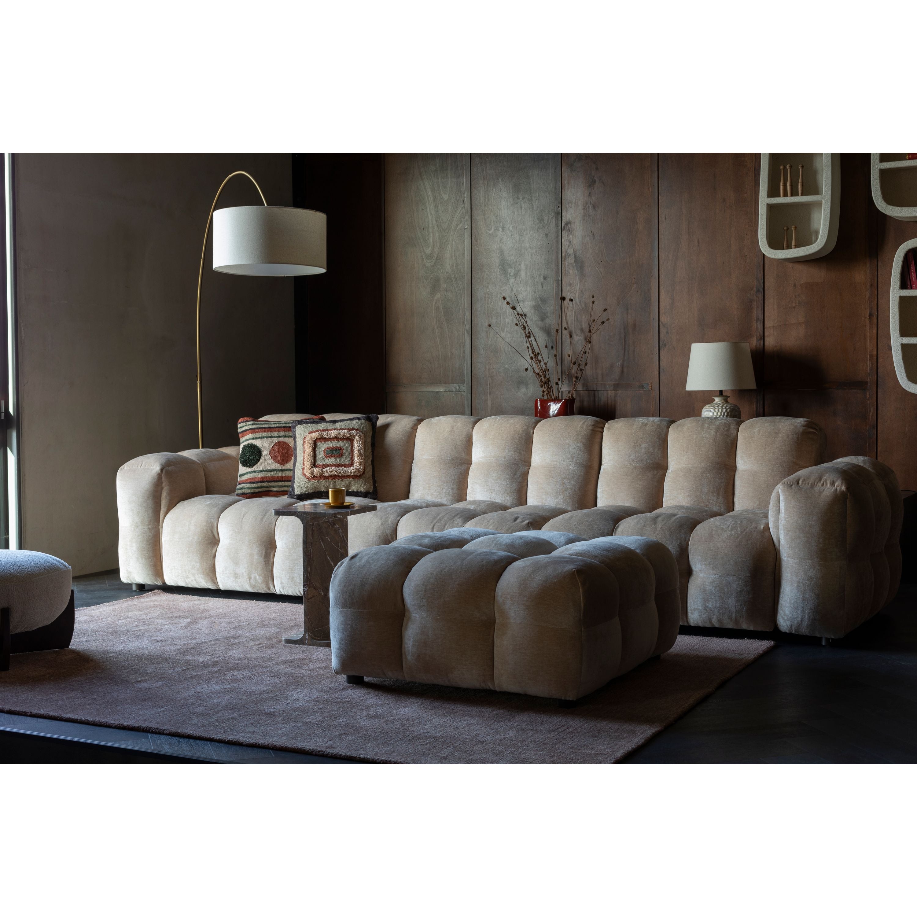 Dutchbone Hackman 4,5-zitsbank Velours Beige
