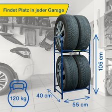 Rayonnage pour pneus de voiture, pour 4 pneus, bleu
