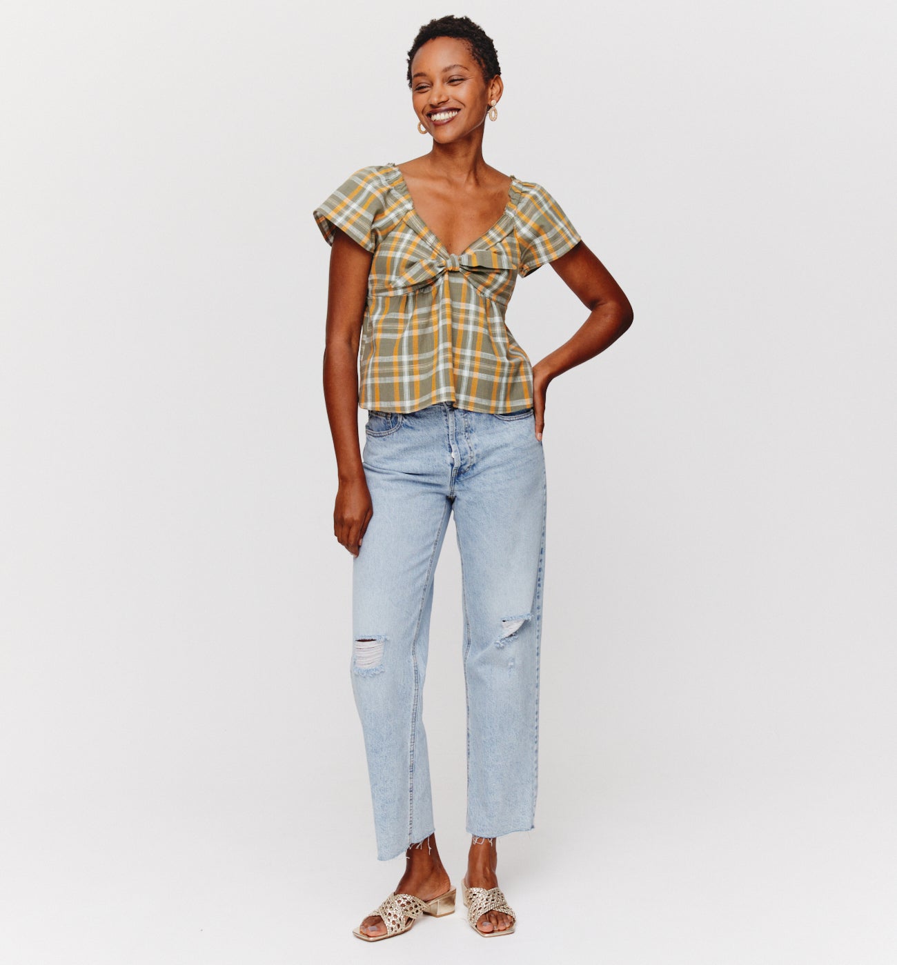 Blouse à carreaux Femme - Carreaux kaki