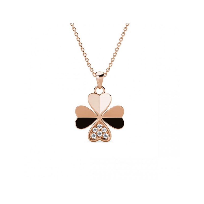 Pendentif Clover Petal - Or Rosé et Cristal