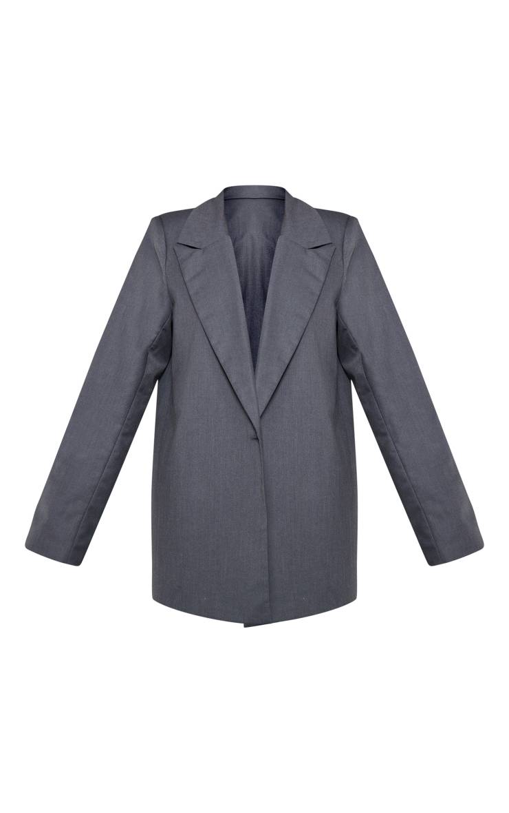 Charbon Blazer Ample Drapé En Tissu Tissé Avec Détails De Boutons