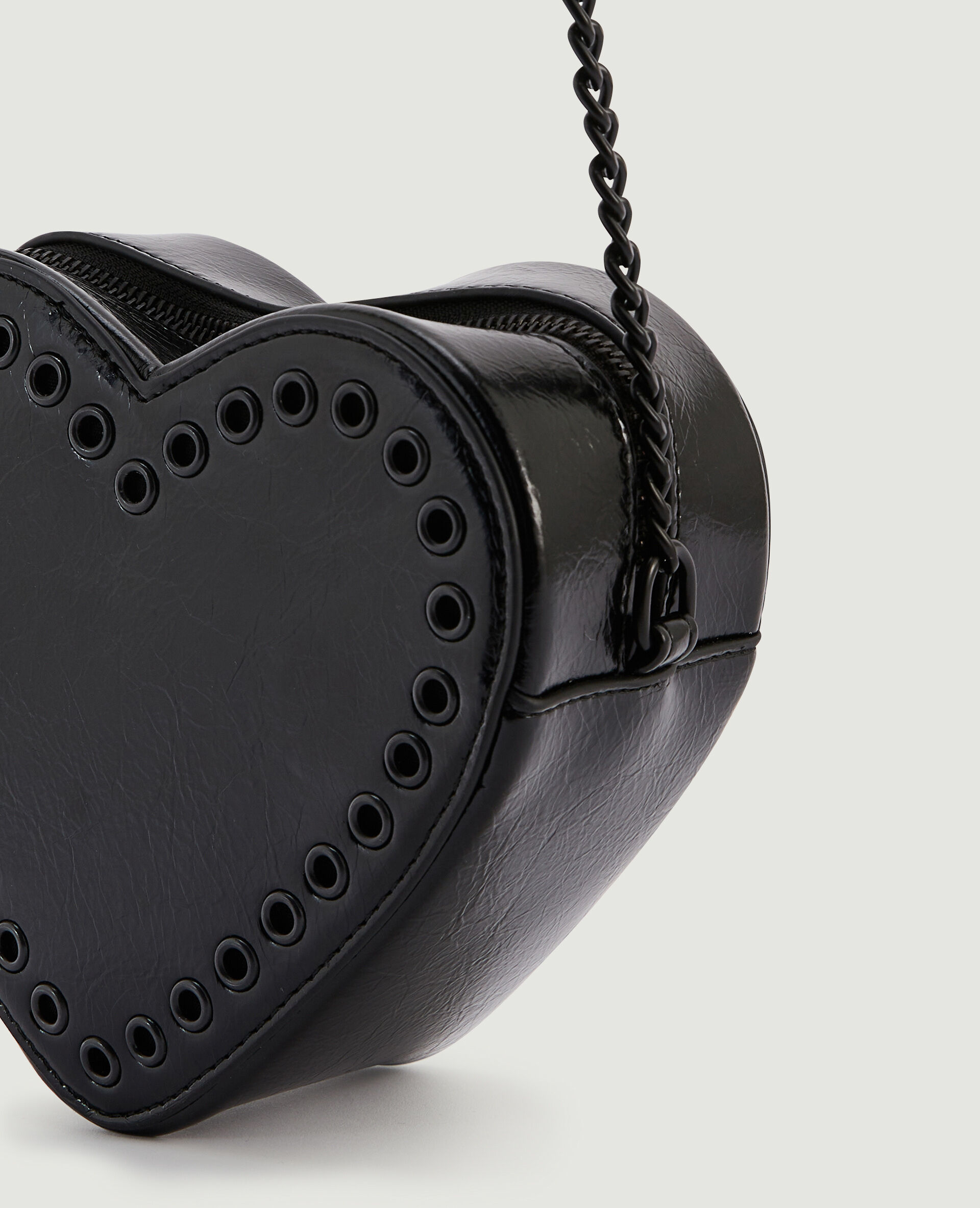 Sac boxy cœur avec œillets - Noir