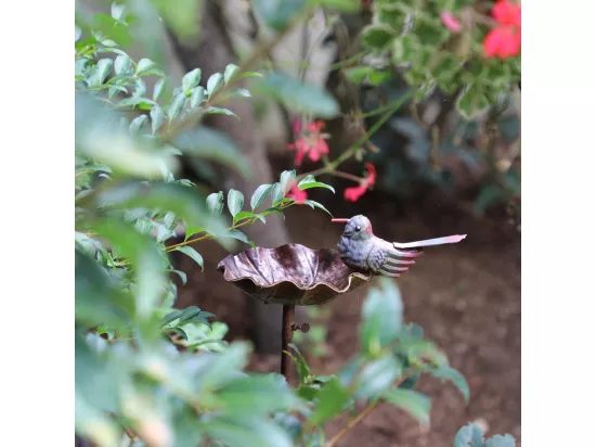 Mangeoire à oiseaux pique jardin abreuvoir fer marron 103 cm