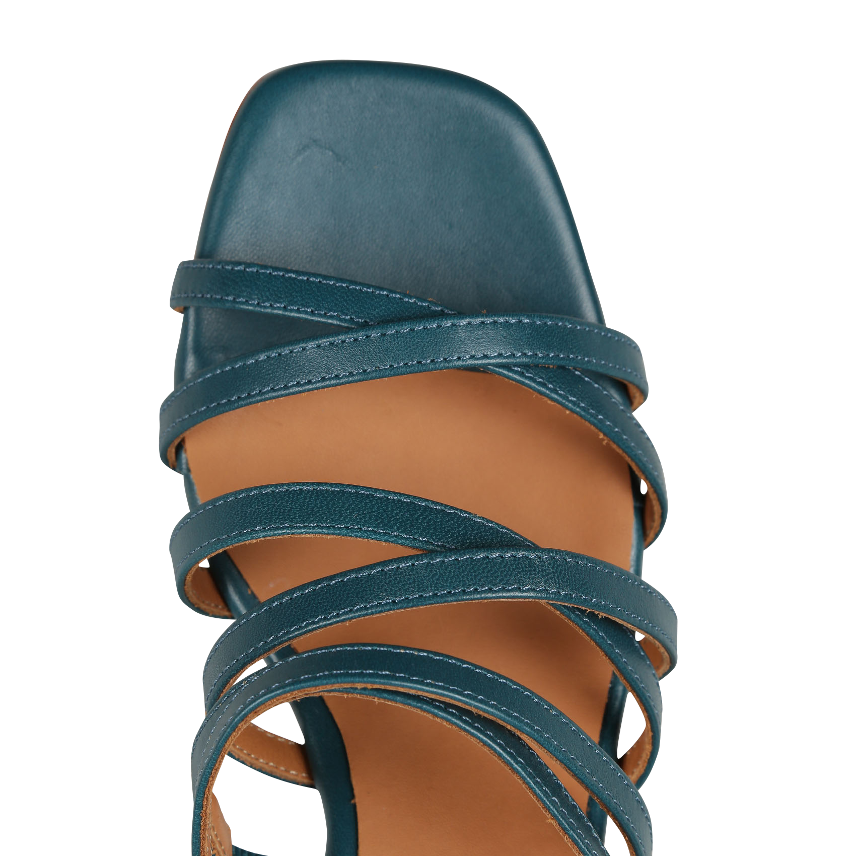 DELFINA - Mules à brides en cuir métallisé | Bleu
