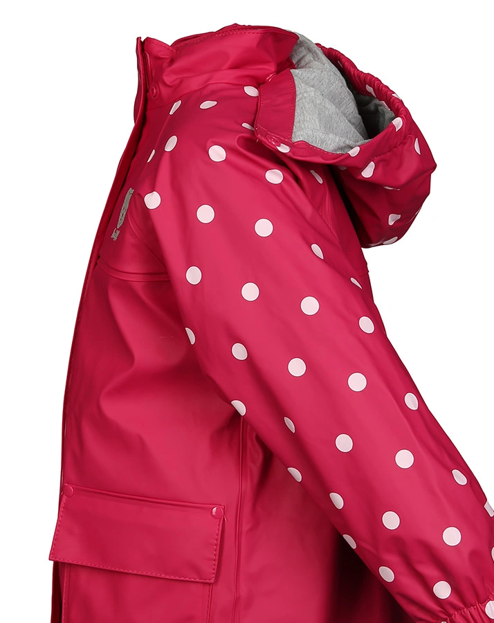 Regenmantel RAGLAN DOTTED mit abnehmbarer Kapuze in pink