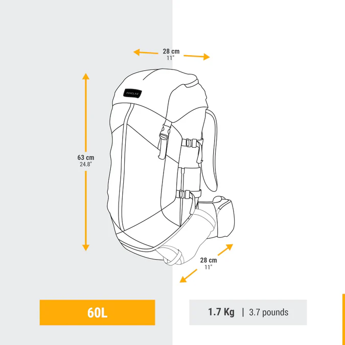 Decathlon Forclaz - Mochila Forclaz MT100 EasyFit Feminina de 60L