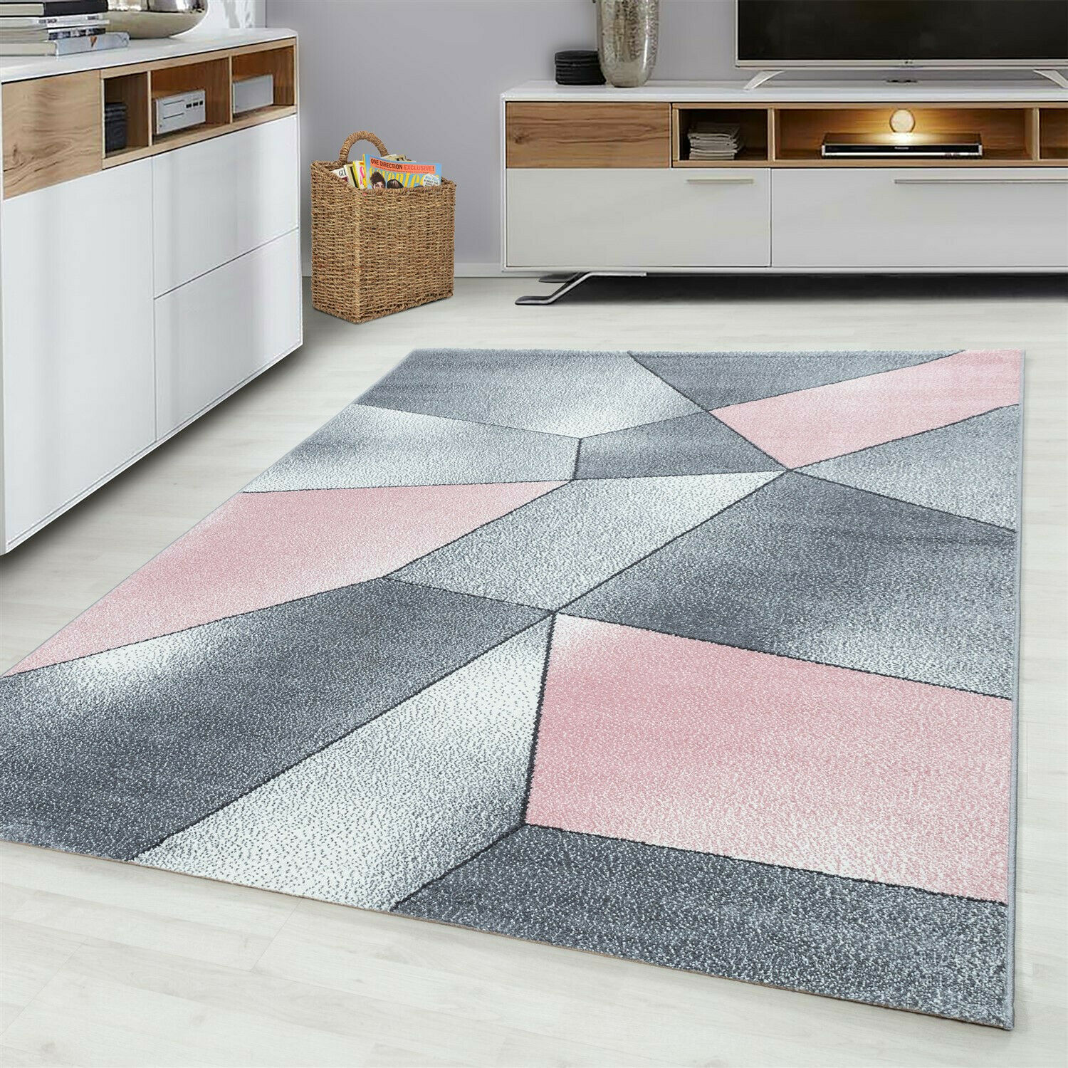 Exklusiver Designer-Kurzflor-Teppich: Modernes, abstraktes Muster, stilvoll