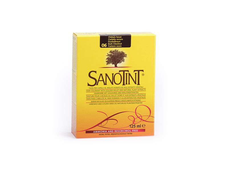 SANOTINT Haarcoloration Dunkelbraun 125 ml Naturnahe Haarfarbe mit Extrakten von Goldhirse, Oliven, Birke und Traubenblättern
