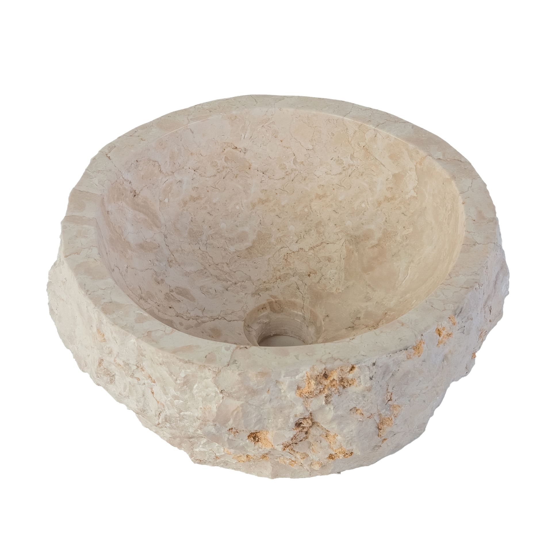 Sanigoods River waskom van natuur marmer 30-35x15cm crème