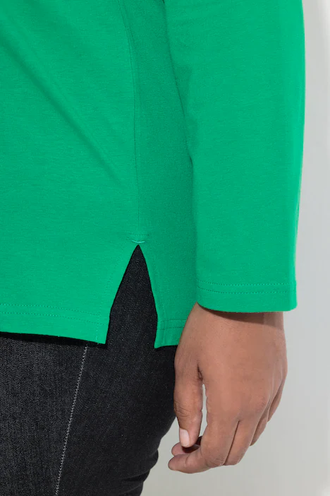 Shirt, Relaxed, Rundhalsausschnitt, Langarm, smaragdgrün