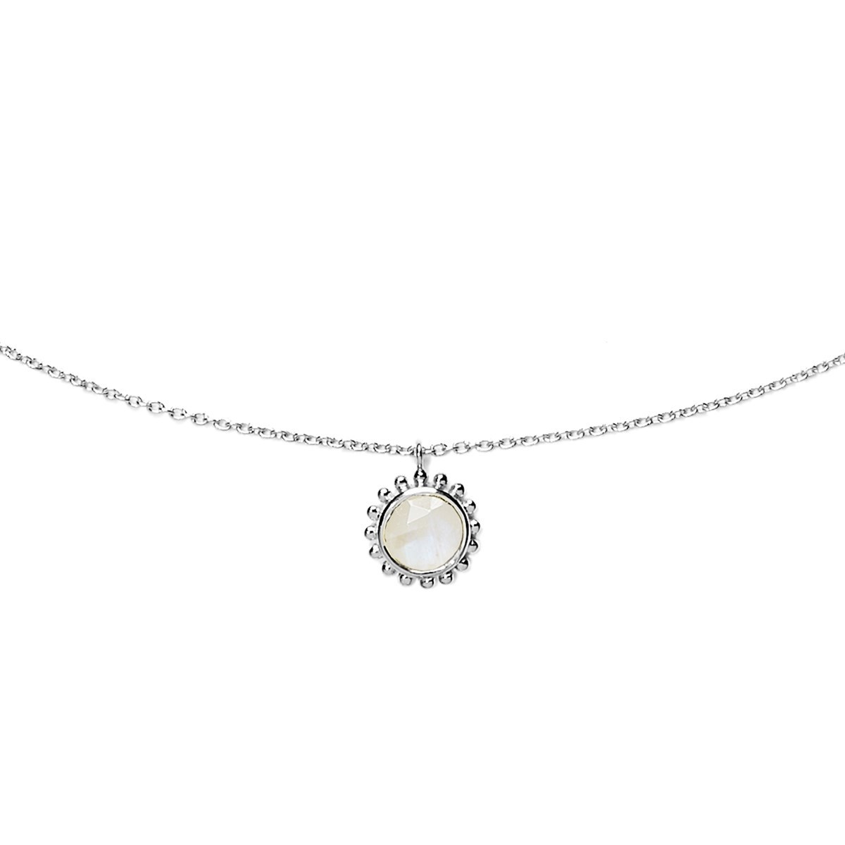 Collier Soleil et Pierre semi-précieuse, en Argent