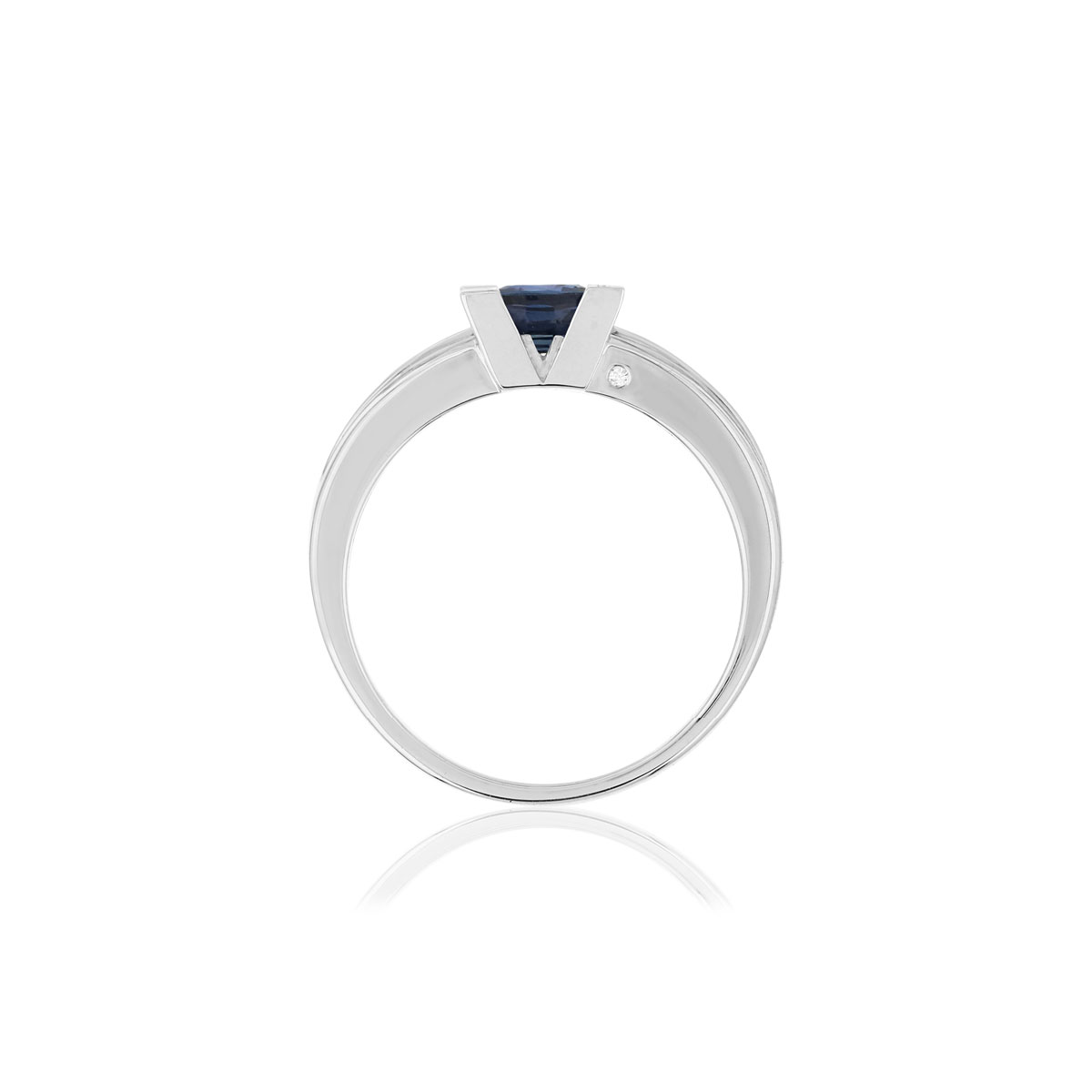Bague VAN BRILL or blanc 750, saphir, diamant.