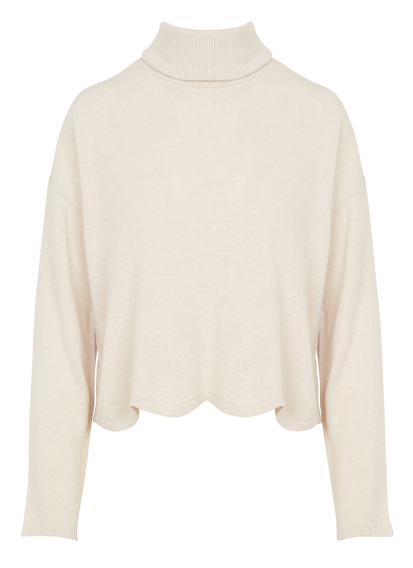 JESSE - Pull col roulé droit en maille mélangée | Beige
