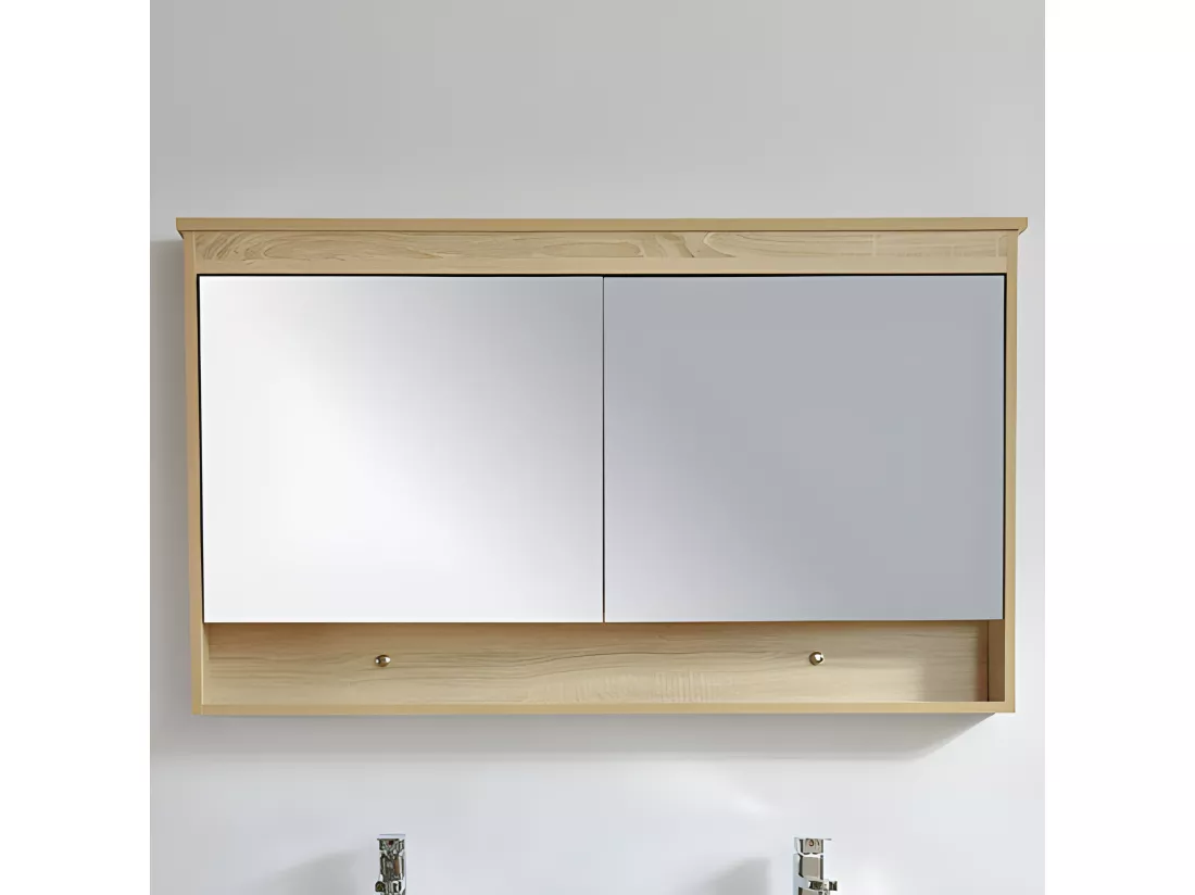 Armoire de toilette bloc-miroir 120 cm TYPO finition mélaminé chêne 114 cm