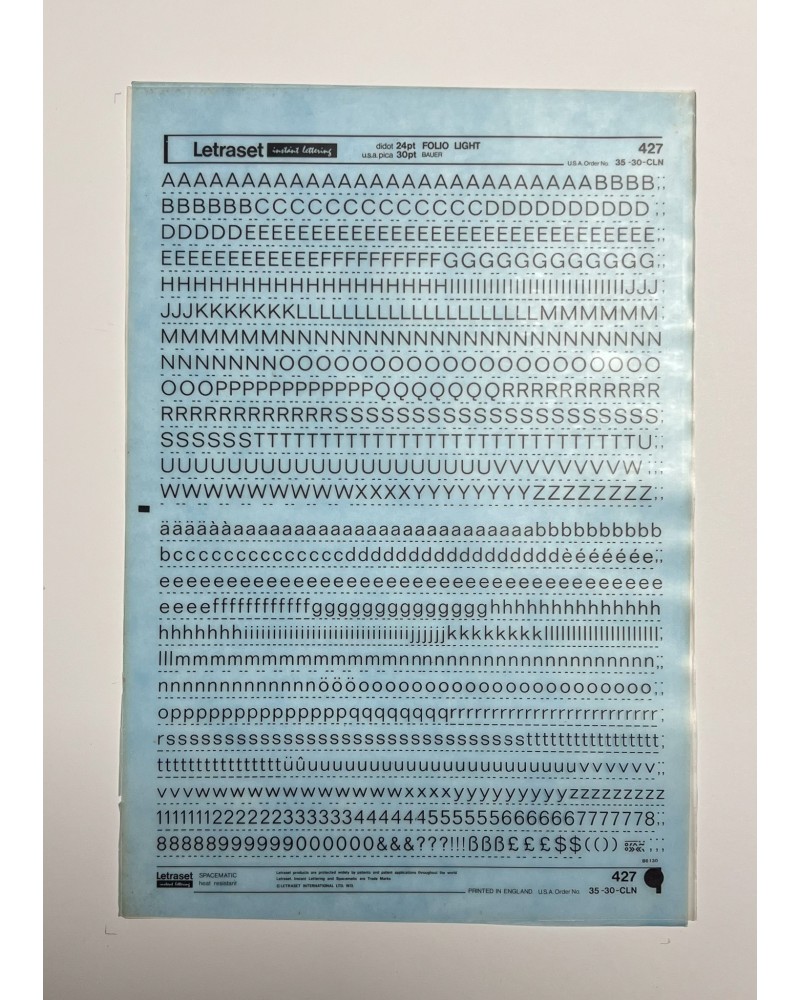 Letraset 427 - FOLIO LIGHT - 24/30pt