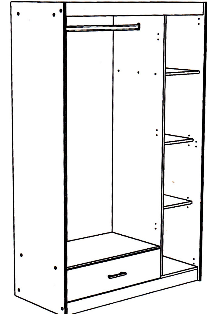 2-teiliges Jugendzimmer-Set MOST 72 - Akazie-weiß - 3-türig - 160x200 cm