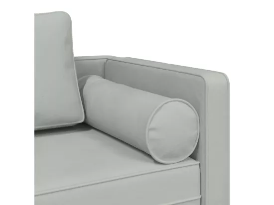 Prolenta Premium - Chaise longue avec coussins gris clair velours