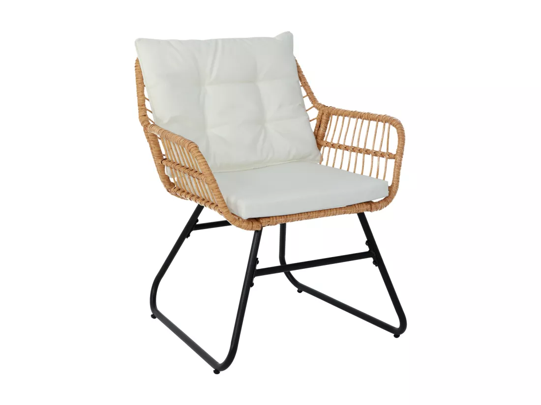 Ensemble de meubles de balcon SVITA CAPRI en polyrotin pour l'extérieur, 4 pièces Salon de jardin Natur