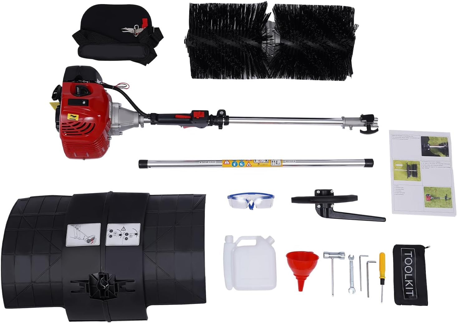 52CC 2-Takt Benzin-Schneefräsen, Kehrmaschine Benzin 1.7kw / 2.3hp Motorbesen Kehrmaschine‎ Schneefräsen für die Reinigung von Kunstrasenplätzen, Hausmeistern, Straßenreinigung und Bauernhöfen