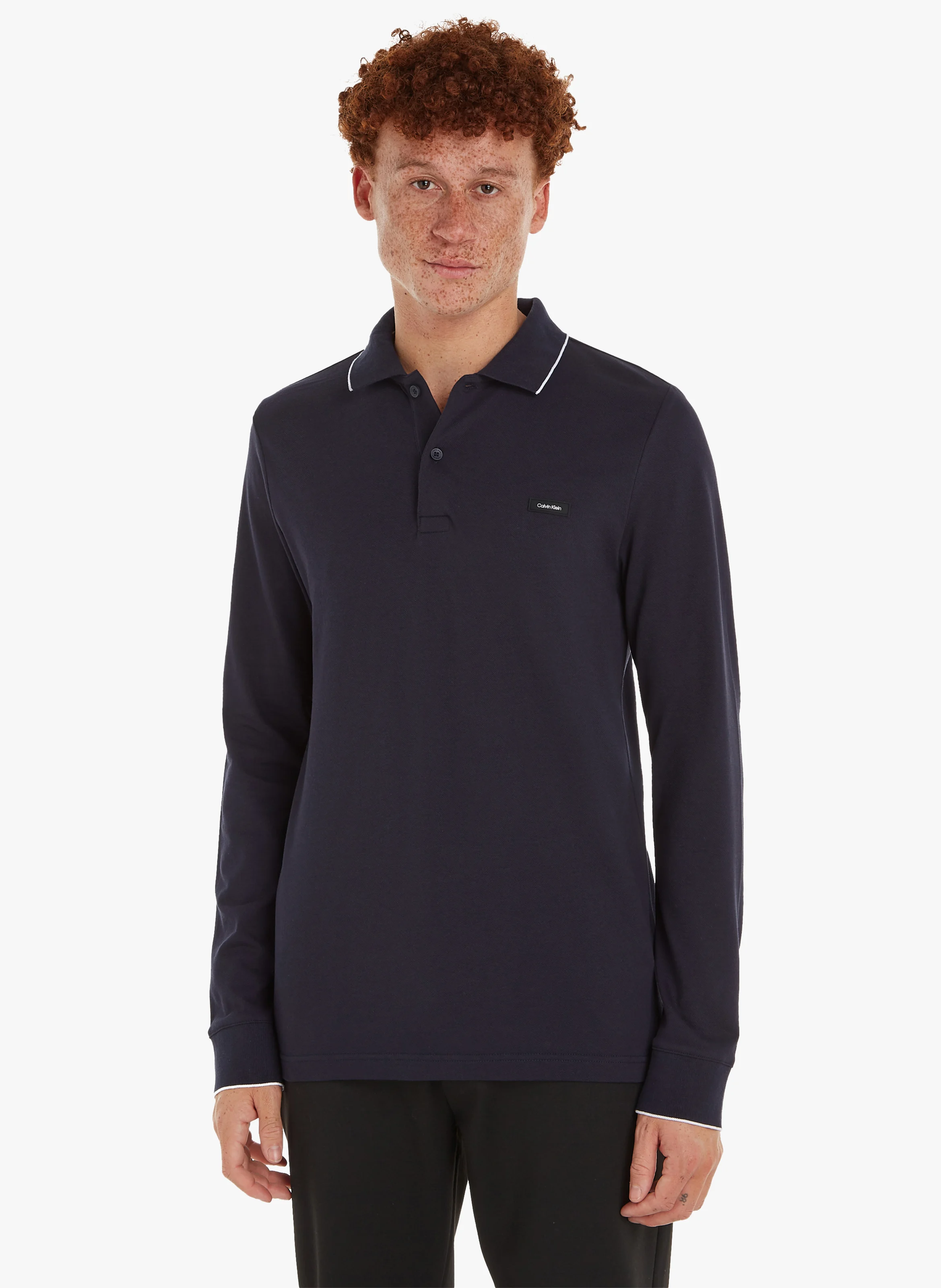 Polo slim-fit en coton piqué| Bleu